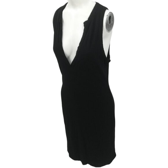 James Perse Dresses & Skirts - Standard James Perse Black Knit Sleeveless Deep V Neck Dress Size 3 L Knee